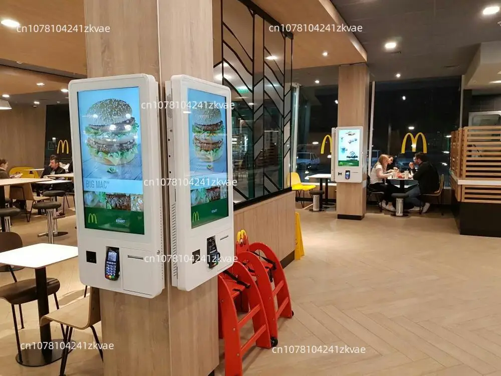 サーマルプリンター付き壁掛け式セルフサービスレジ、指で配線されたスクリーン、24インチ