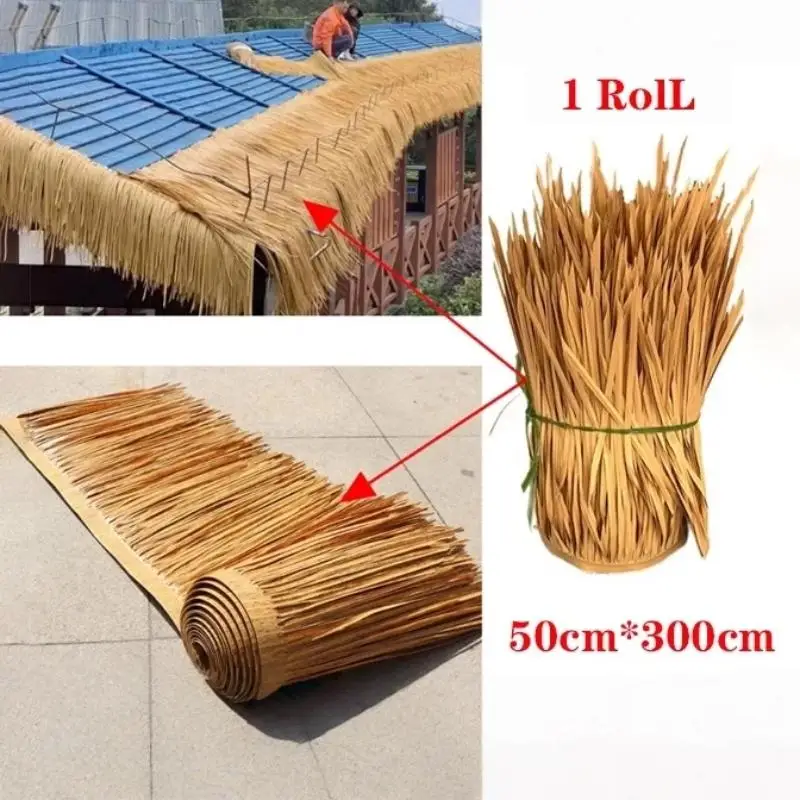 Artificial Thatch Roof Simulated Straw Mat Roll Garden Patio Balcony Restaurant Landscaping Decor Tiki Hut Building Material