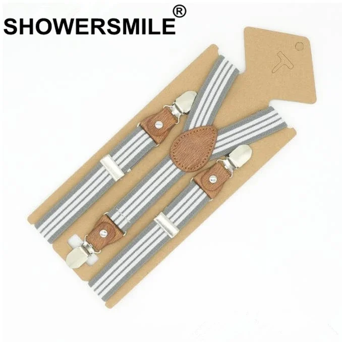 SHOWERSMILE الأقواس للأطفال الحمالات حزام الوردي شريط بنطال جلدي حزام مقاطع سهرة الحمالات للبنين بنات Tirantes