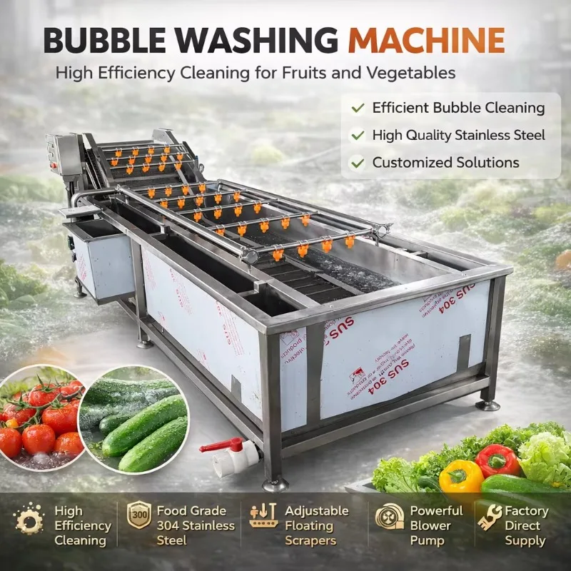 Industrial Food Cleaning Machinery Bubble Washer for Carrot Potato Root Vegetable Washing Equipment Handling Custom