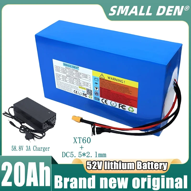 52V 20Ah 18650 lithium battery pack 14S6P Large capacity 1500W motor For 58.8v Electric bike Scooter motorcycle+58.8v 3A Charger