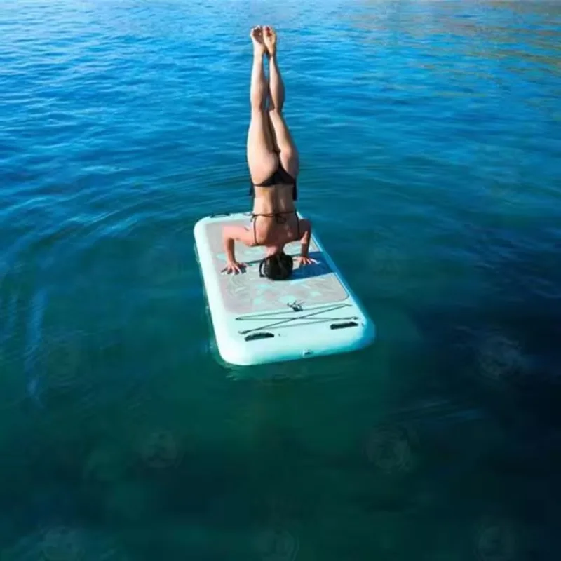 Non-slip fitness inflatable floating yoga mat portable exercise mat
