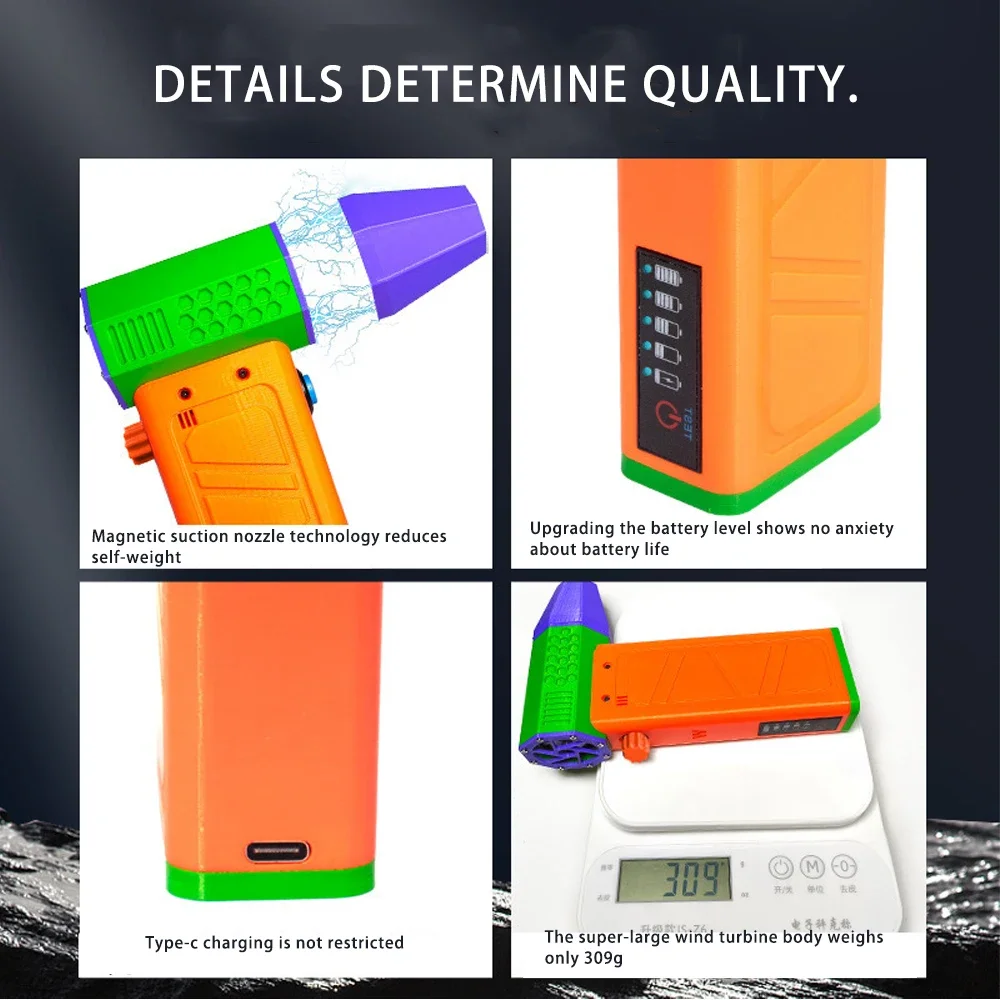 140000rpm turbo ventilador de jato motor sem escova ventilador de ar portátil ventilador de duto portátil tipo c display de energia de carregamento 62m/s
