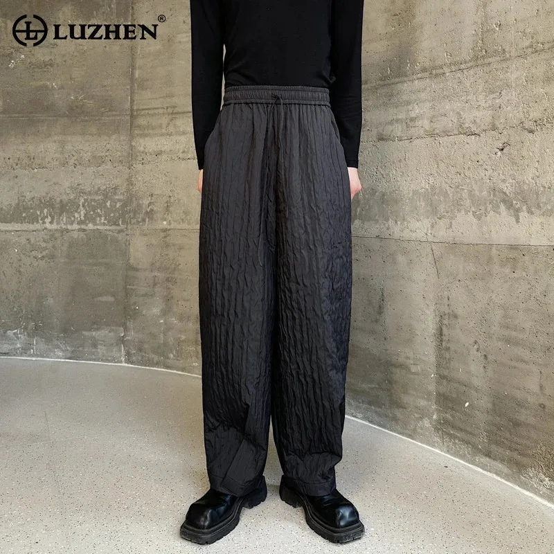 

LUZHEN костюм со складками, повседневные качественные элегантные стильные брюки, модные мужские свободные брюки, плиссированная одежда с эластичной талией JY2459