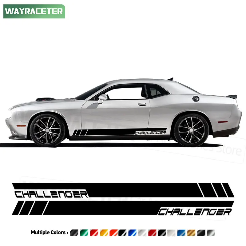 2 Pcs Door Side Stripes Sticker Carbon Fiber Vinyl Decal For Dodge Challenger GT Hellcat SRT Demon SXT SRT8 392 Accessories