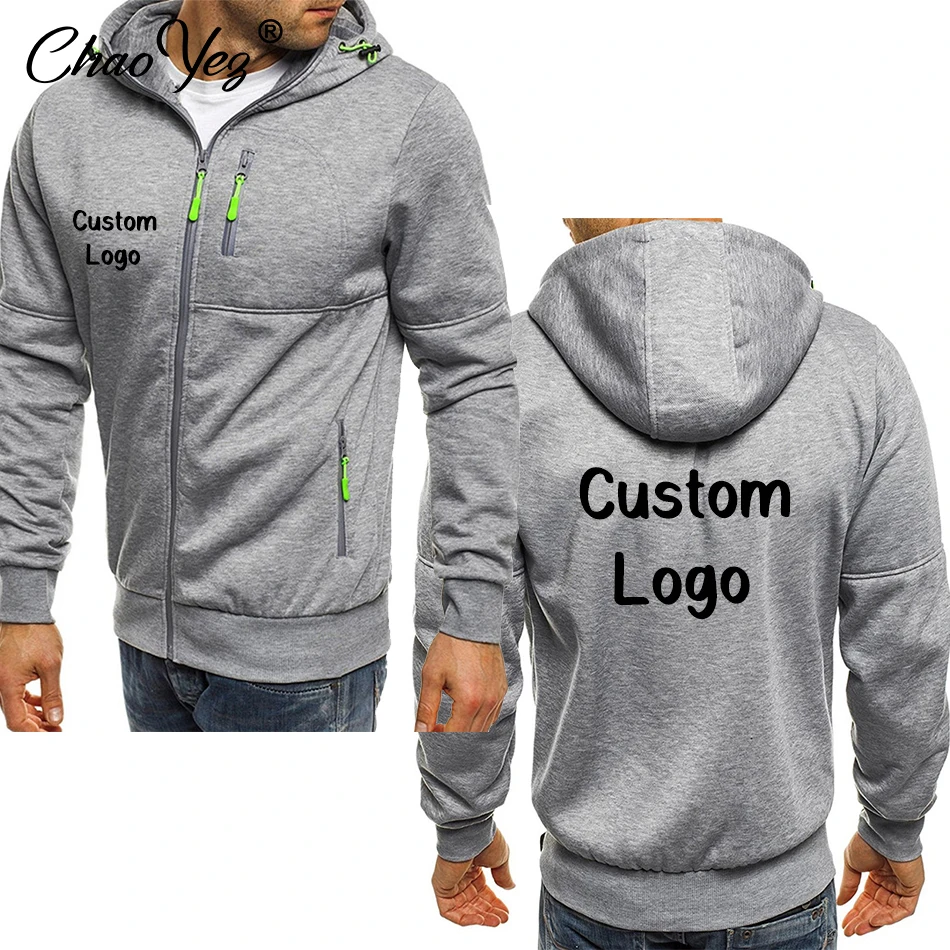 Custom Uw Logo Heren Rits Sport Hoodies Mannen Mode Cool Rits Dunne Jas Herfst Winter Casual Sportkleding Kleding 2023