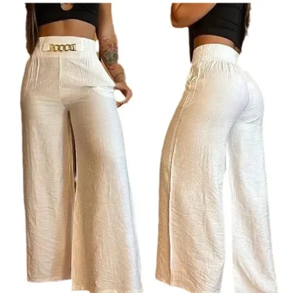 Wijde pijpen broek dames capri losse flare broek zakken effen basics casual gesplitste hoge taille broek streetwear zomer 2025,