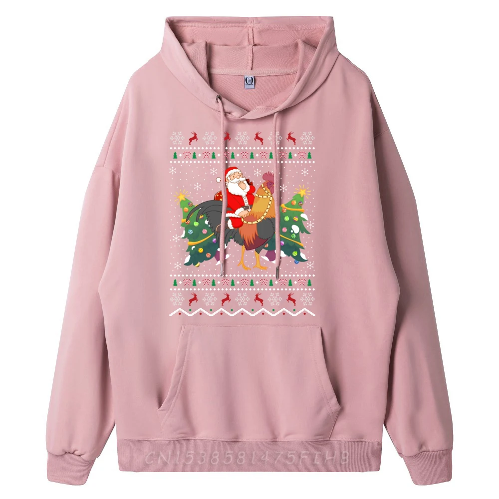 Rooster Lover Ugly Santa Riding Rooster Christmas Mens Designer Hoodie New Graphic Pullover Hoodies Pullover Hoodies Eu Size