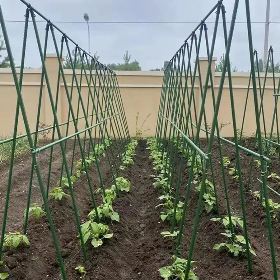 18pcs Garden Plant Climbing Frame Set Plastic Coated Steel Stakes for Tomato Cucumber Beans Support Trellis Pole Kit