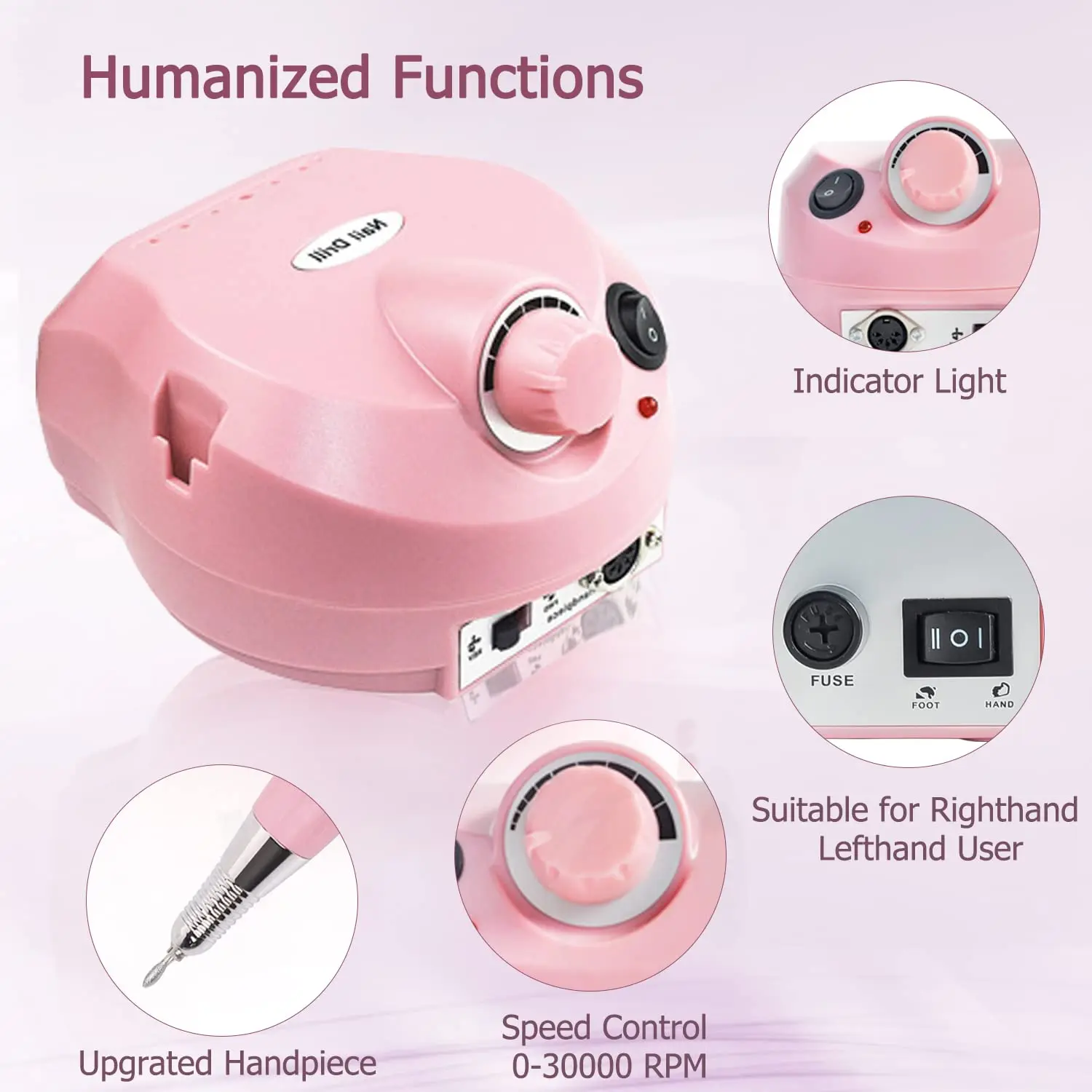 Professionele nagelboormachine met voetpedaal Elektrische nagellakboor voor acrylnagels Manicure Pedicure Gereedschap voor salon