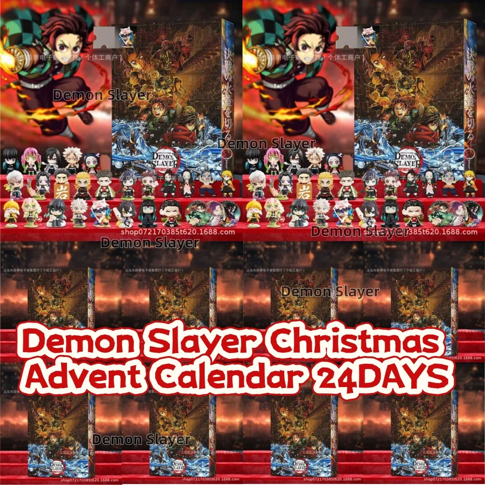 

2025 Anime Demon Slayer Christmas Advent Calendar Figure Tanjirou Agatsuma Zenitsu Kyoujurou PVC Blind Box Toy for Kids Gift