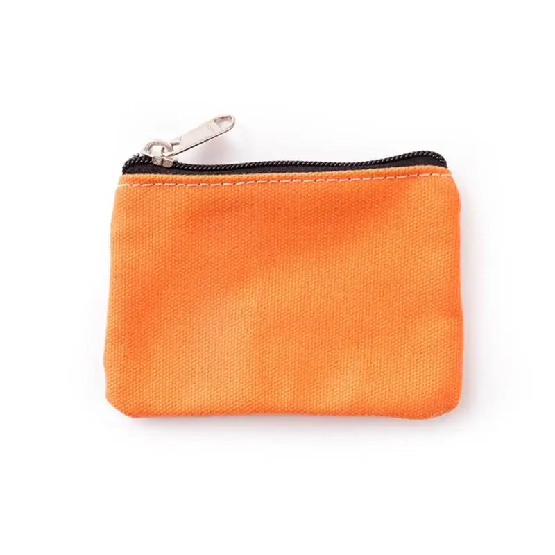 New DIY Plain Canvas Cotton Bag Pure Zipper Coin Key Money Pocket Women Men Hand-held Purse Small Wallet Kid image 3