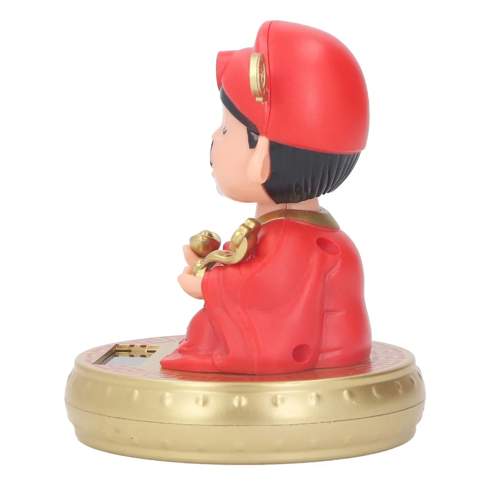 Plastic Light Sensing God of Wealth Ornament Red Built-in Light Receiving Panel Oriental Fortune Desktop Decor