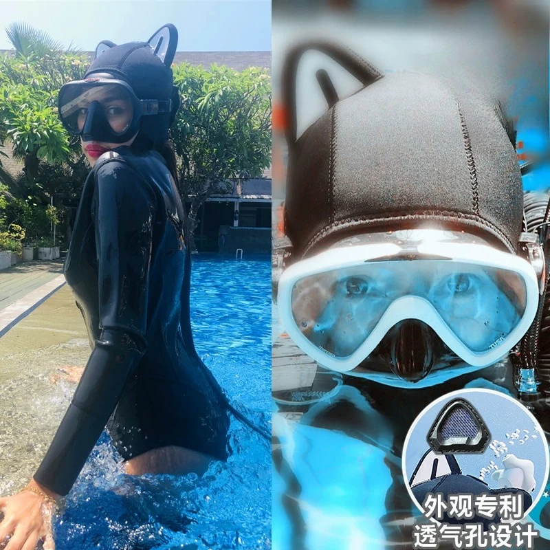 Cartoon Diving Head Cover Diving Cap, Removable Changing Shape Warm Sun Protection Ventilation Hole