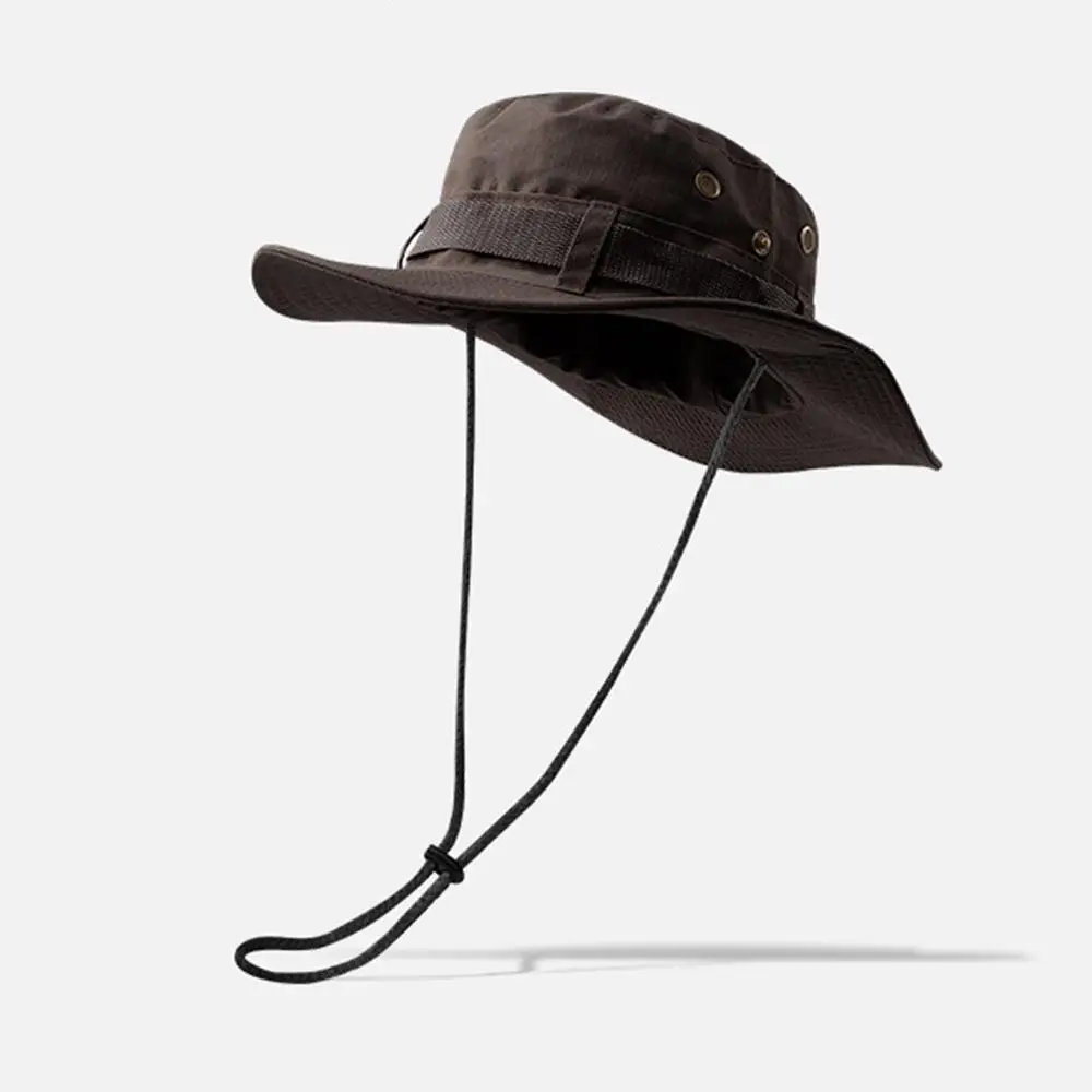 

Summer Men Fisherman Hat Sunscreen Cap Hiking Hat Safari Hunting Wide Brim Bucket Hat UV Protection