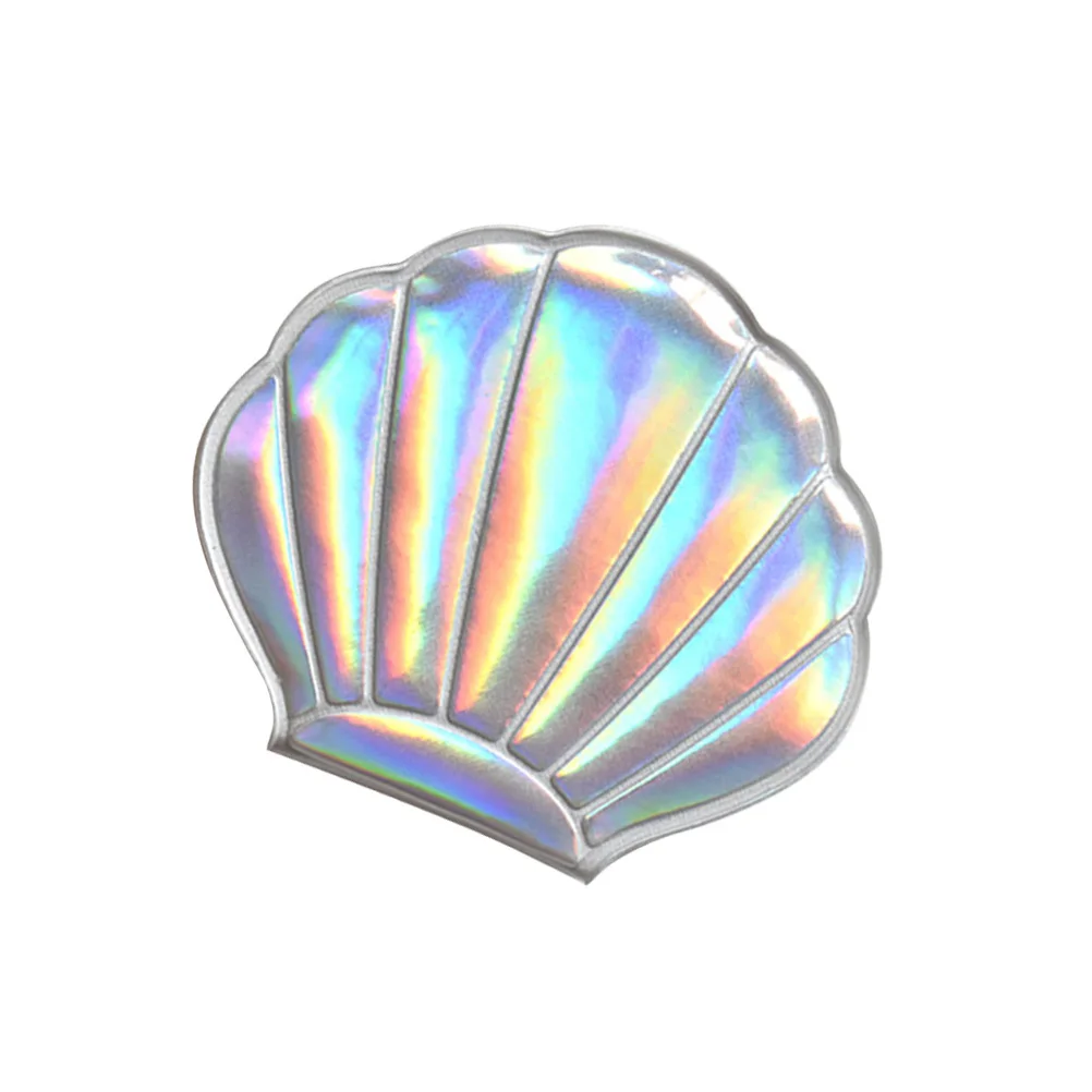 Compacte make-upspiegel met schaalontwerp Dubbelzijdige PU-hoes Hologram-afwerking Zakspiegel voor thuisgebruik op reis Zilver