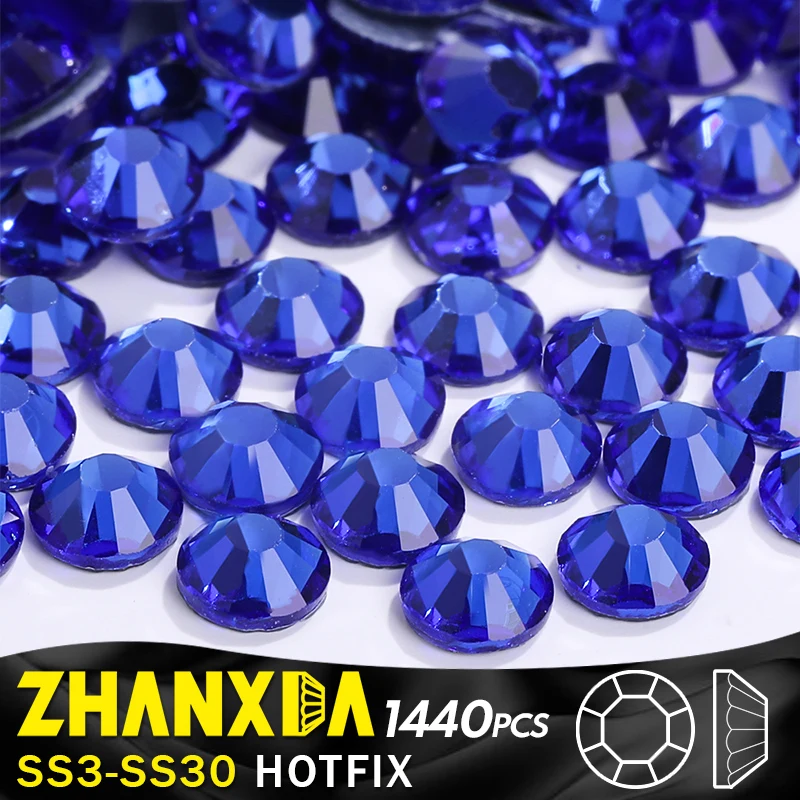 Capri Blue Glass Rhinestones For Embellishments 2-6mm Loose Nail Gemstones Strass Hotfix Crystals Stones For Decoration