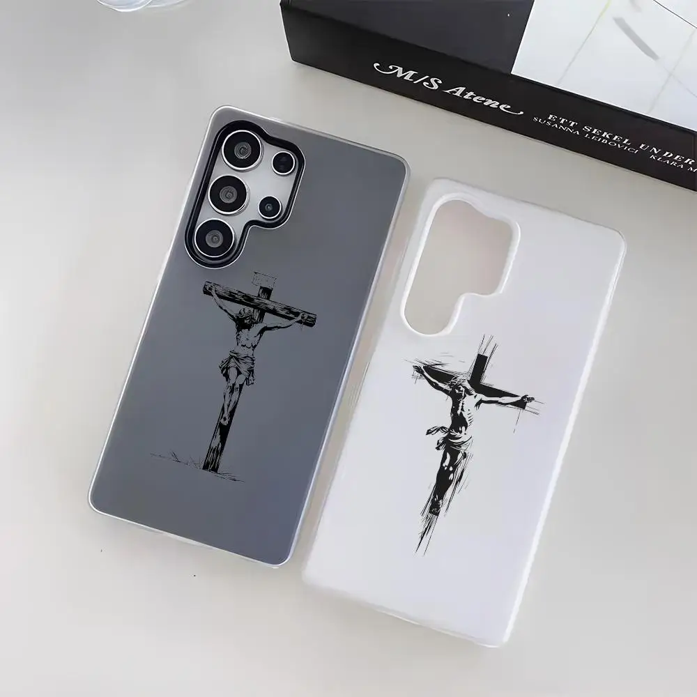 Cross Element Design Phone Case For Samsung Galaxy S25 S24 S22 S23 Ultra S21 S20 Plus Frosted  Jelly Shockproof Soft Cover