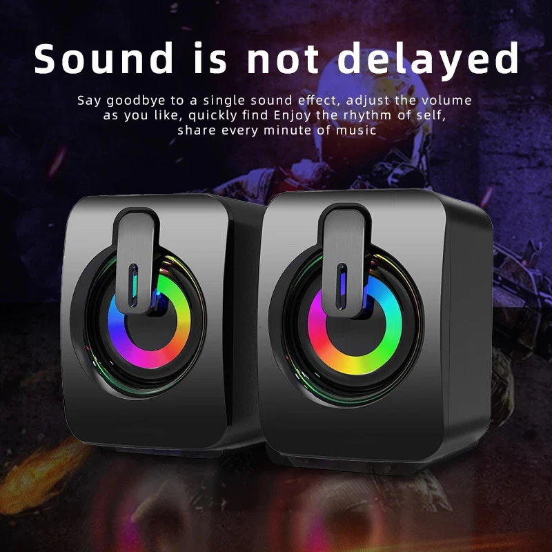 For Desktop Computer Laptop PC Home Audio USB 3.5mm wired Speaker Musical Music Sound Box RGB Mini Stereo Altavoces Speakers