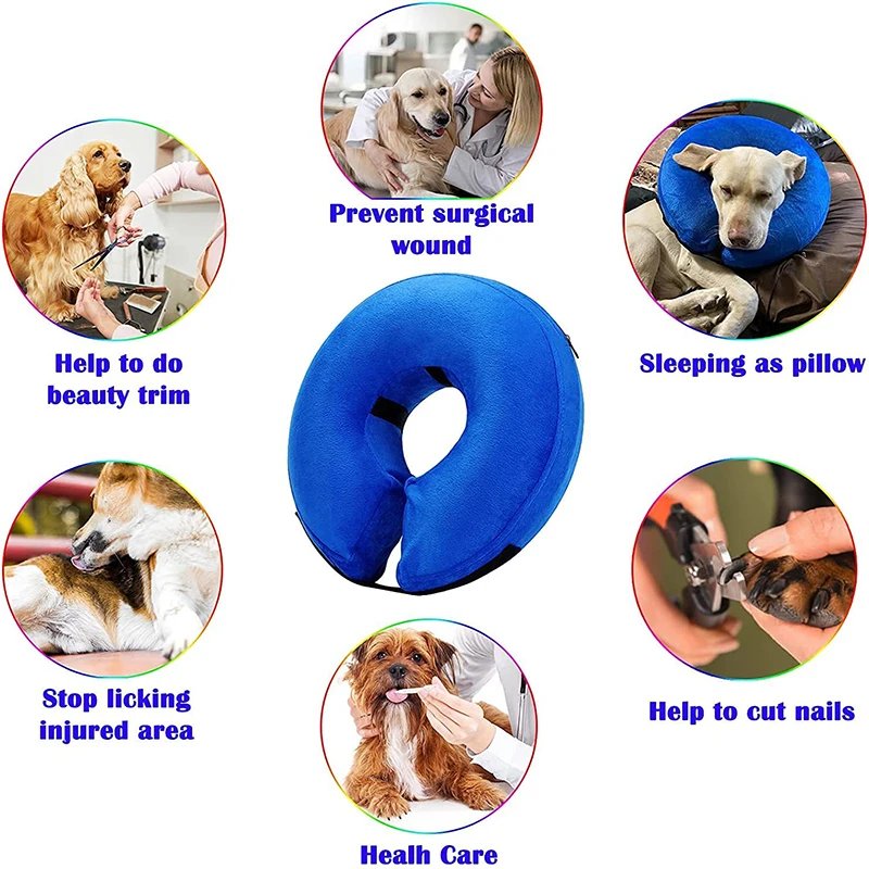 Elizabethan Collar Soft Dog Cone Collar Inflatable Pet Cone Collar For Small Large Dogs Cats E-Collar for Dogs Surgery Recovery