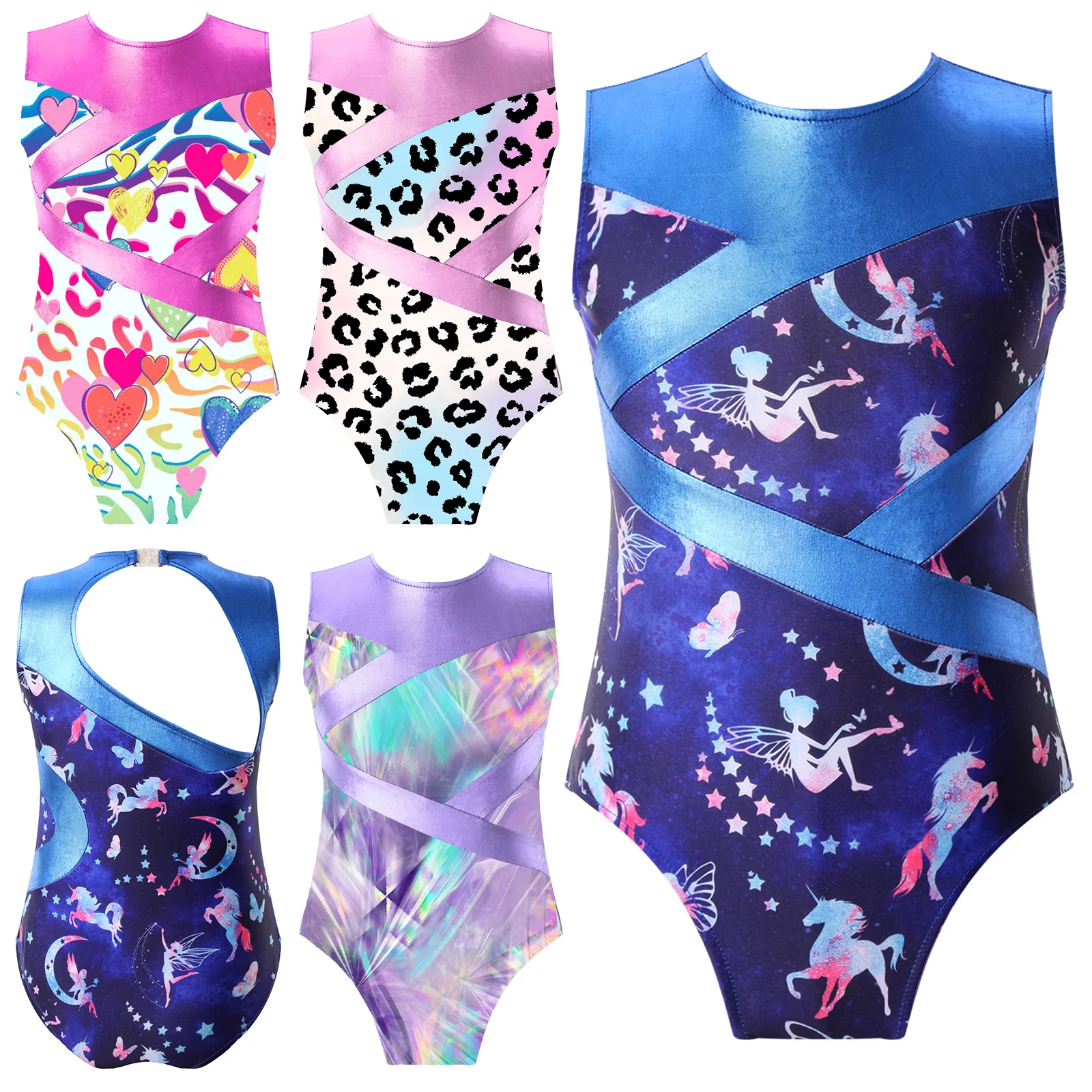 Bambini ragazze senza maniche ritaglio indietro danza classica ginnastica body body Unitard un pezzo Tumbling sala da ballo Costume