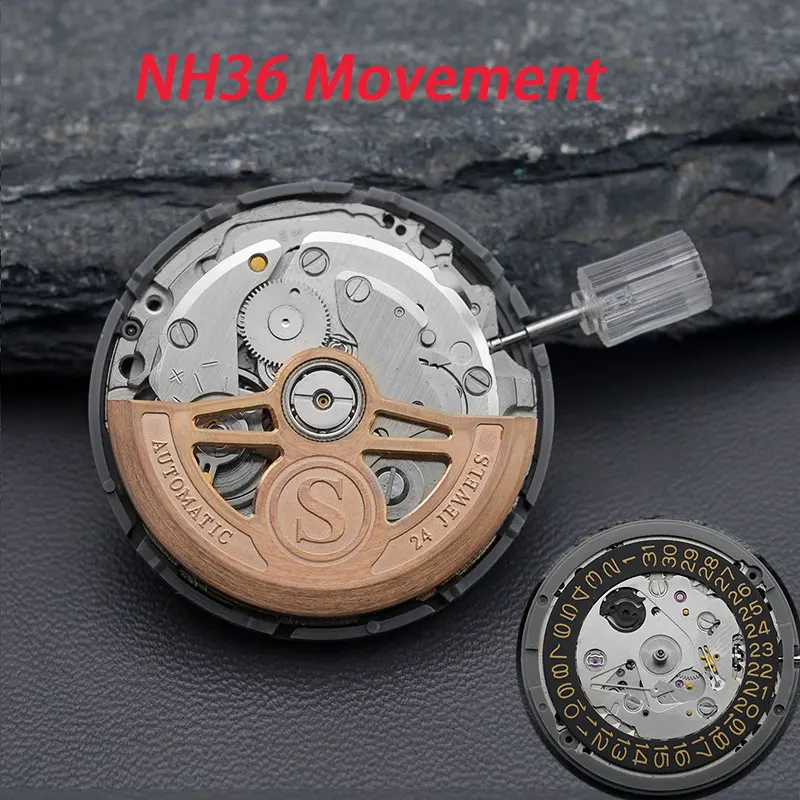 Japan  NH35 NH36 Automatic Movement With Oscillating Weight Modified Rotors Black Week/Window Luxury Date Watch  Repair