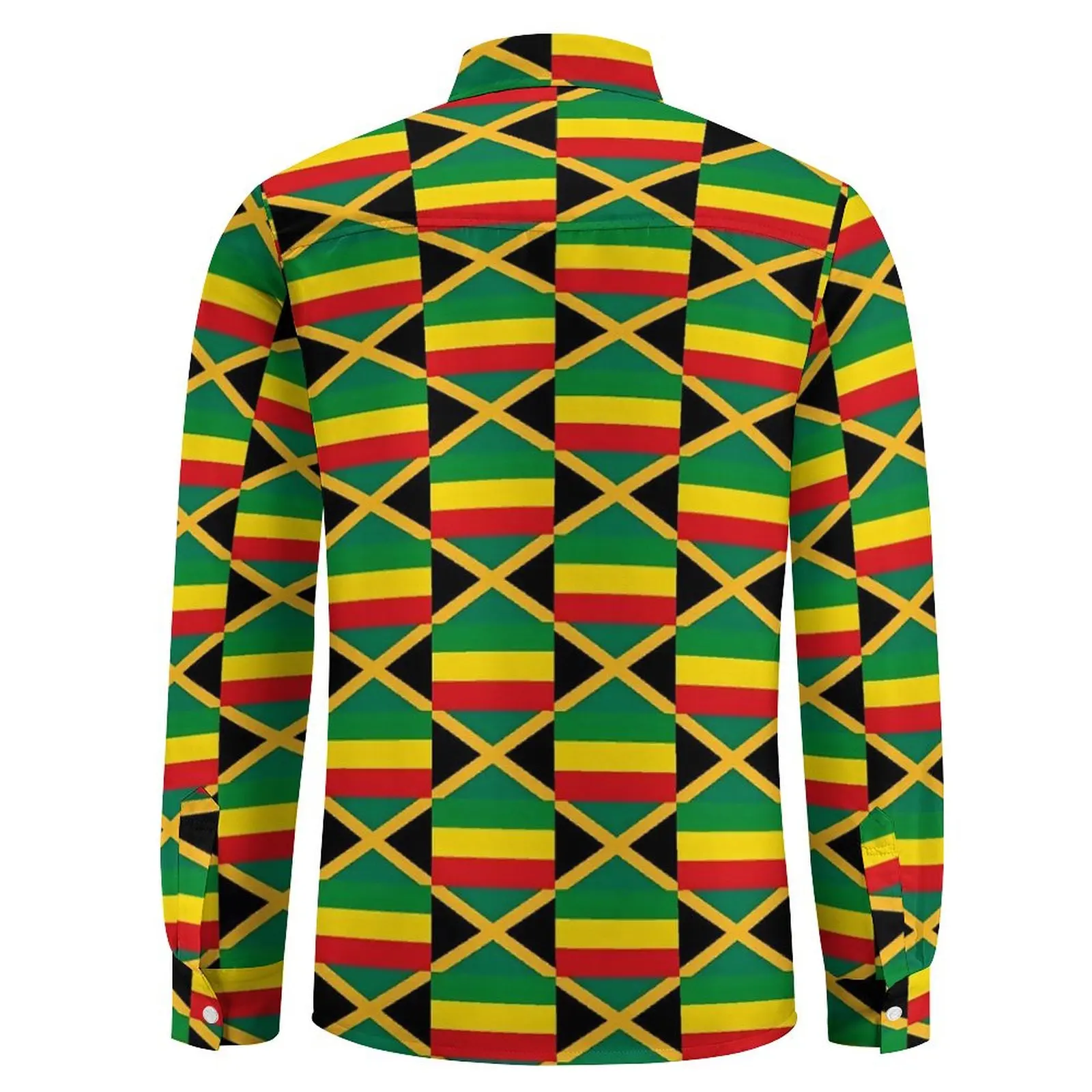 Jamaica Flag Casual Shirt Men Flag of Reggae Harajuku Shirt Autumn Loose Blouses Long Sleeve Design Oversized Top