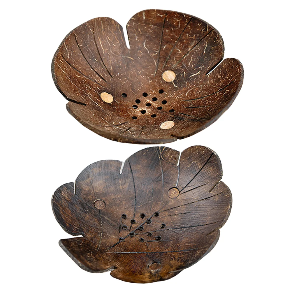 

2 Pcs Pasta Coconut Shell Storage Bowl Home Ornament Southeast Container Soap Drain Candy Holder Porch