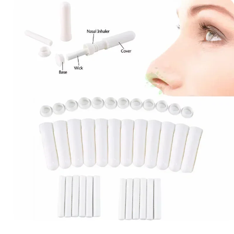 

100Pcs Empty Nasal Inhaler Tubes W/ Cotton Wicks Refillable Blank Nasal Inhaler Container for Perfume Essential Oil Aromatherapy