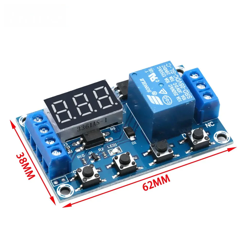 1 Channel 5V Relay 6-30V Relay Module OFF/ON Switch Trigger Time Delay Circuit Timer Cycle 999 minutes Adjustable XY-J02