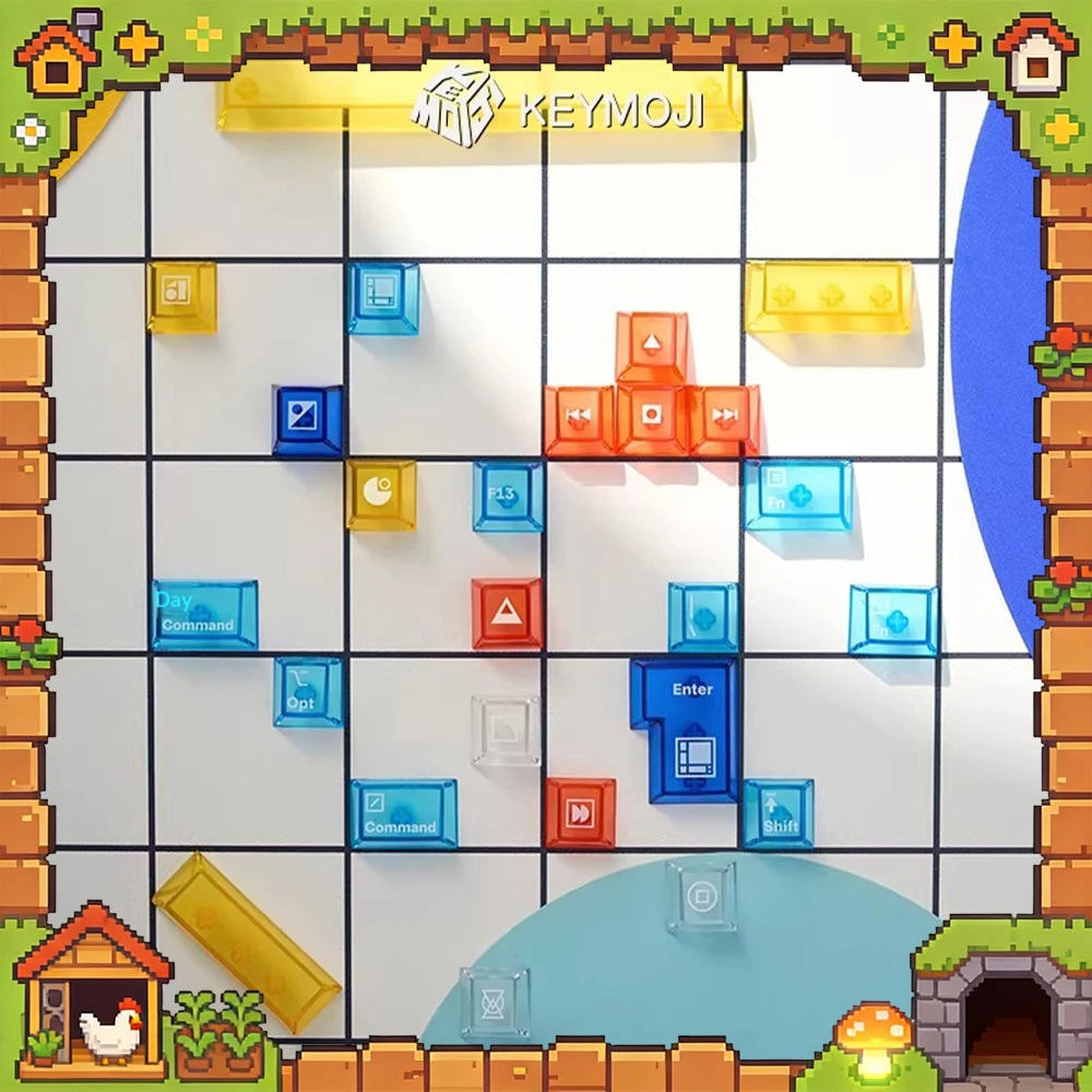 KEYMOJI Mondriaan Original Factory Height PC Keycaps Transparent PBT Thermal Sublimation Ev63 Keyboard Keycaps For PC Accessorie