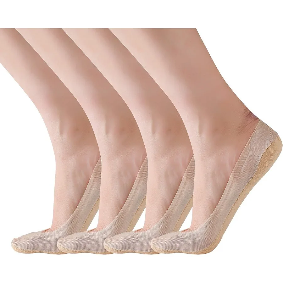 

RIIQIICHY No Show Носки женские с низкой подкладкой, нескользящие, тонкие, повседневные, на плоской подошве, в упаковке от 4 до 6 лет, идеально подходят для повседневного ношения.