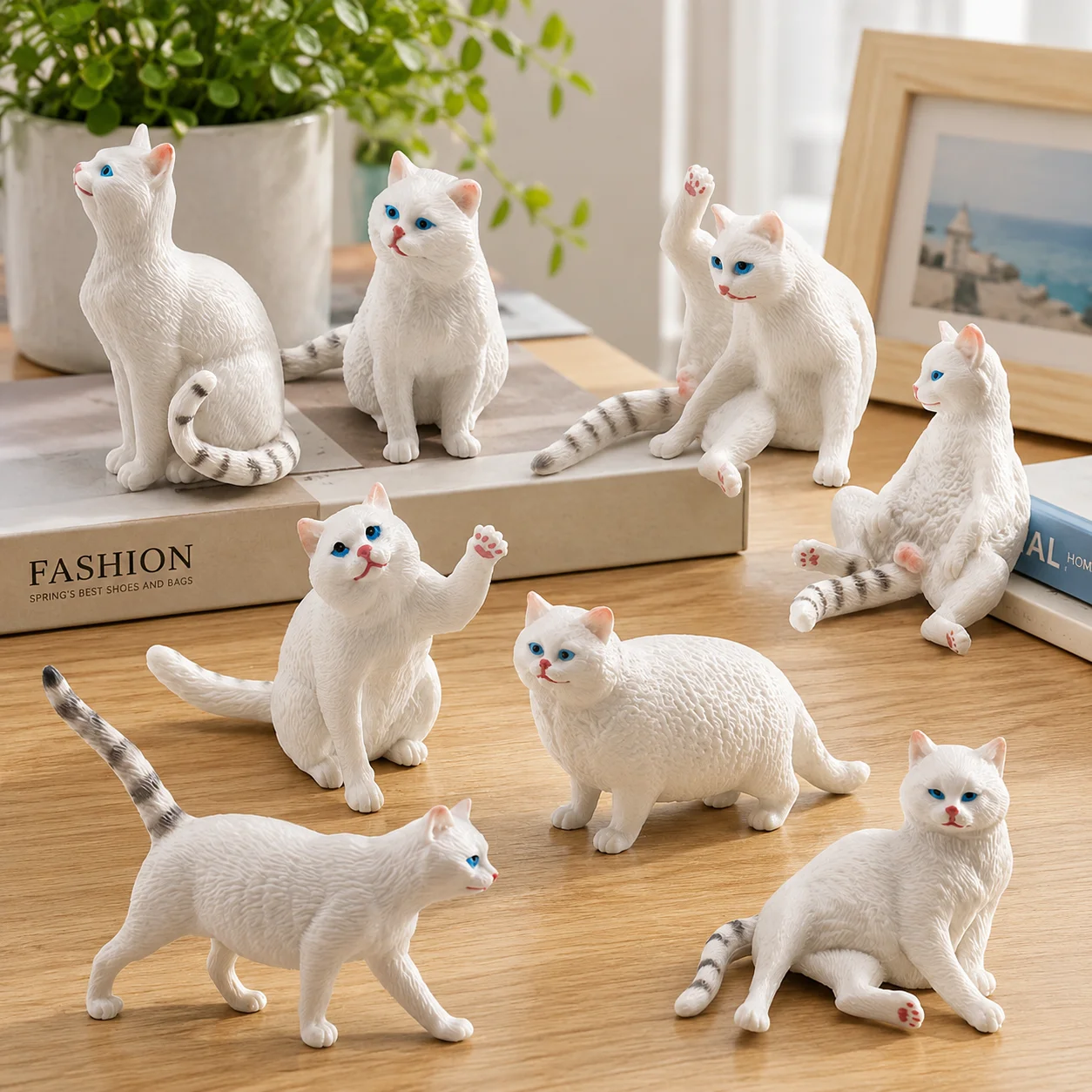 Mini Realistic Fat Cat Model Figurine Simulation Pet Kitty Animal Statue Desk Room Decor Toy Gift for Kids Adults