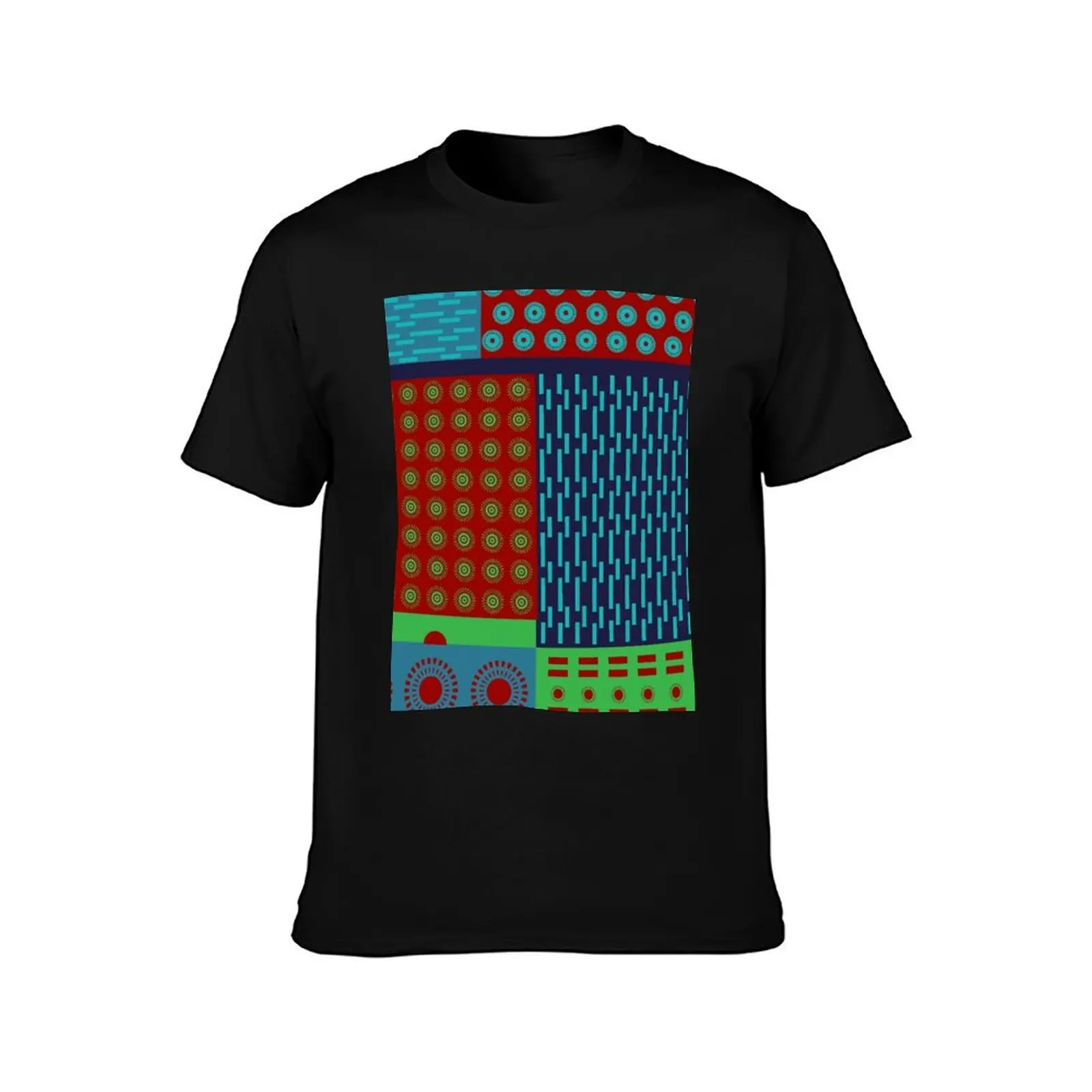 Japanese Style Colorful Patchwork T-Shirt Comfort Stretch Tee Shirt T-Shirt