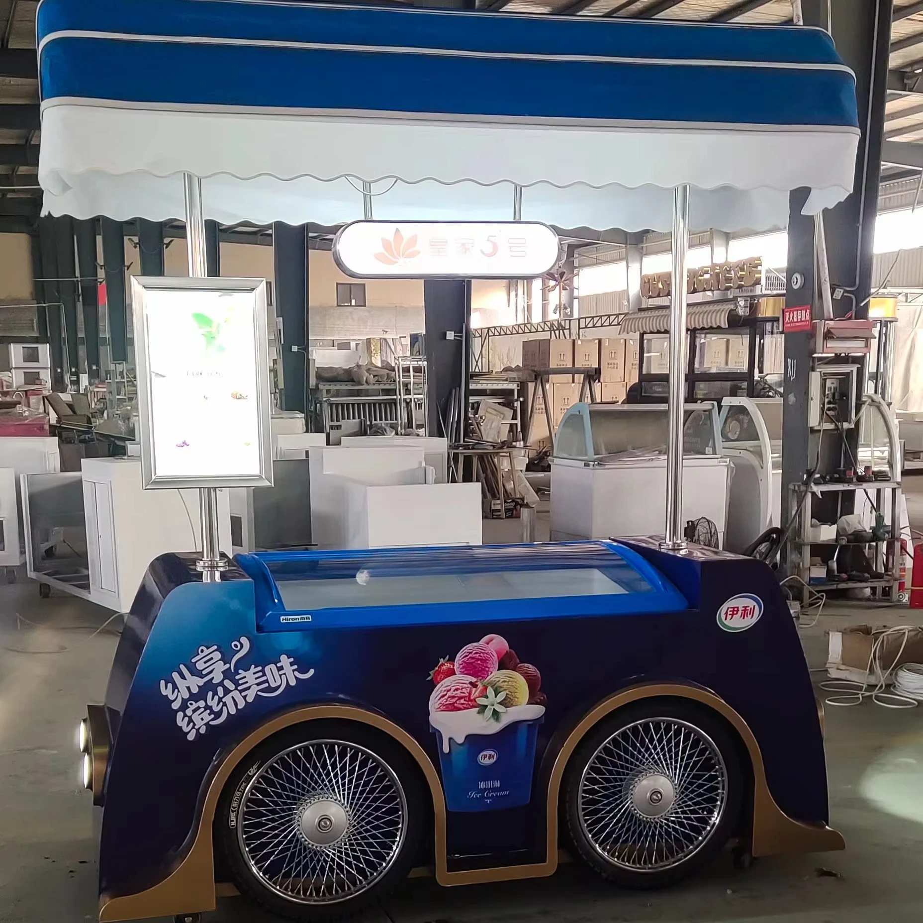 European standard stainless steel mobile food cart fast food truck, for coffee and ice cream fruit-based street vendor carts