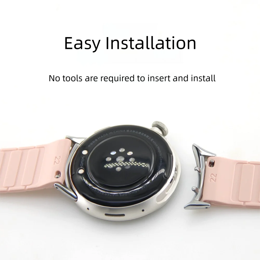 22 mm magnetisches Armband für Vivo Watch3/Watch3 GT/IQOO Armor Style, Schnellverschluss, hautfreundliches, weiches Silikon-Smartwatch-Armband