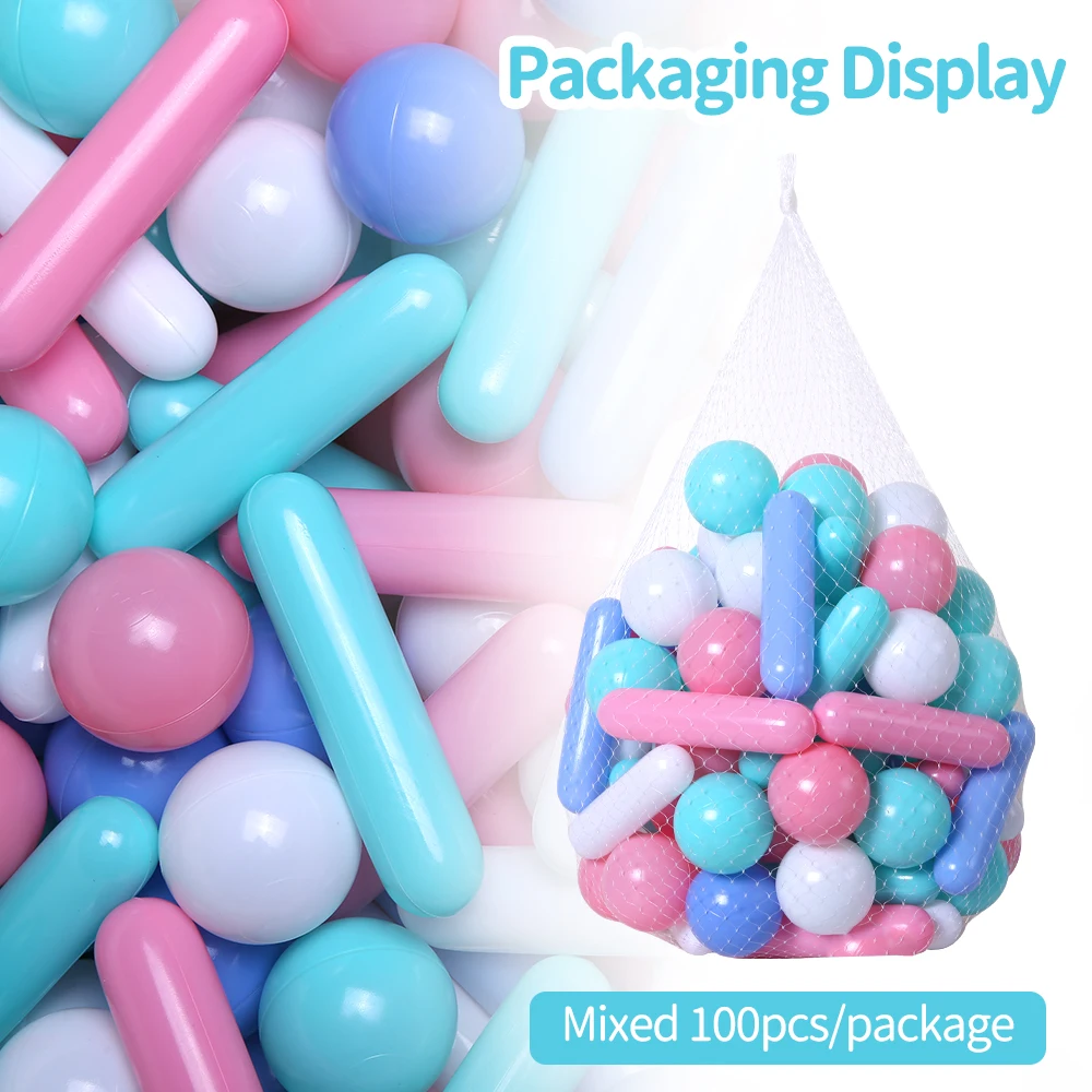 4.92inch 100pcs Plastic Ball Pit Balls Column&Round Shape Mix Colours Balls Indoor Playground Bathroom Toys