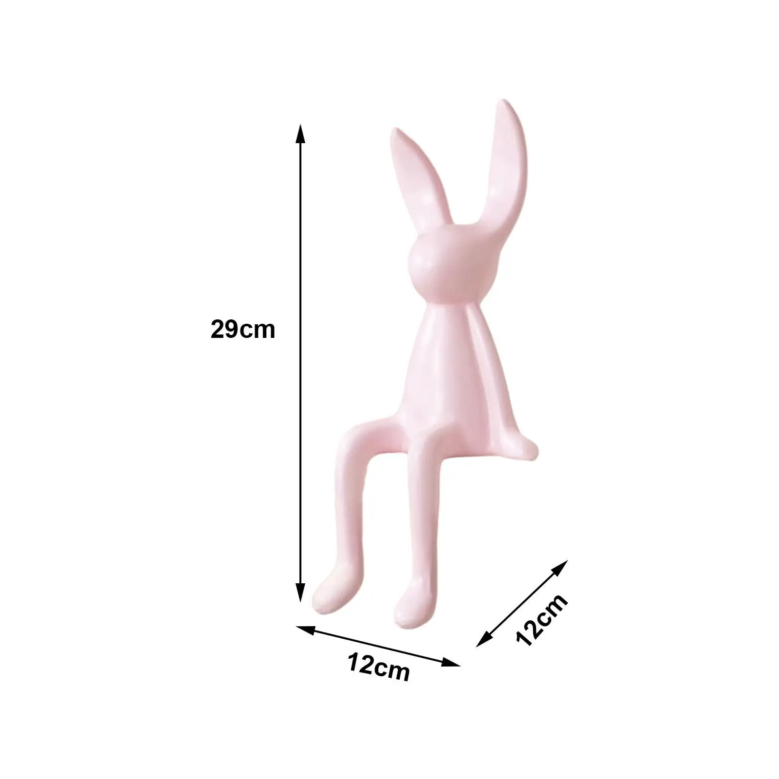 Ceramic Sitting Rabbit Figurine Ornament with Long Ears Decorative Bookshelf Decoration for Living Room