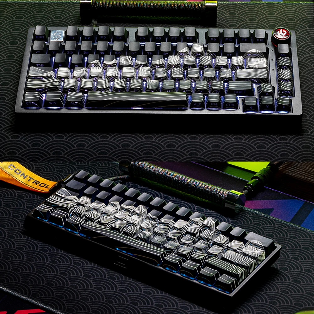 Imagem -04 - Pbt Keycaps para Teclado Mecânico de Jogos Letras Gravadas Laterais Caps Retroiluminados para Cross mx Switch Keycap de Montanha 130 Chaves 3d