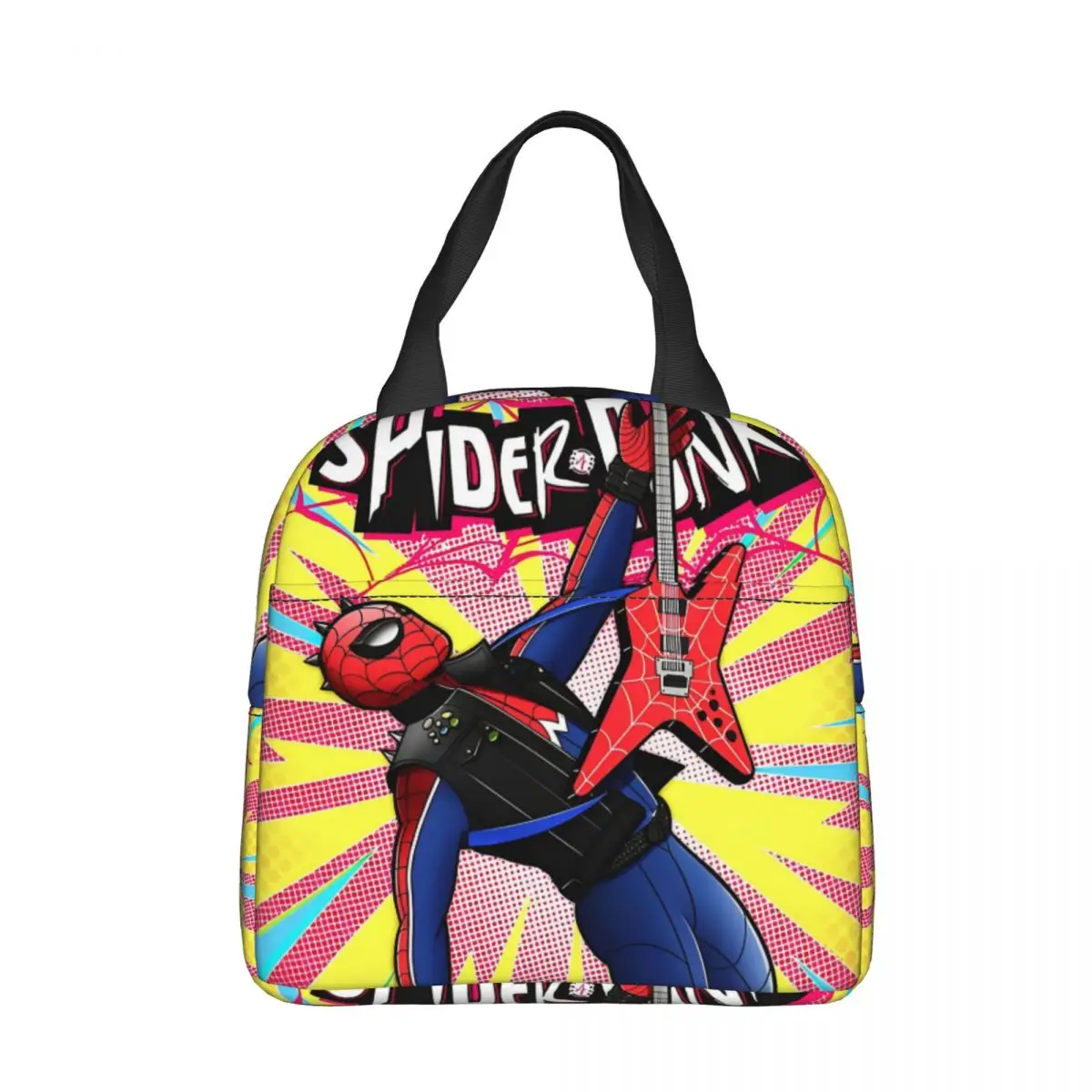 Rock N Roll Spider Man Hero Insulated Lunch Bag Thermal Bag Reusable High Capacity Lunch Box Tote Food Bag School Outdoor