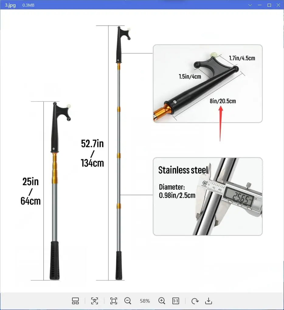 خطاف قارب تلسكوبي من KOMCLUB لرسو السفن، خطاف تمديد، عصا دفع للقارب، مقبض مطاطي غير قابل للانزلاق، متين ومقاوم للصدأ #2