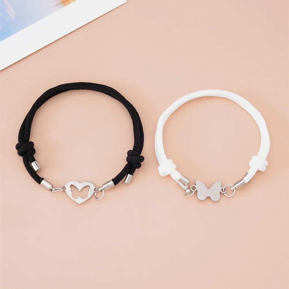 Pulsera de pareja de corazón de amor para amantes, mujeres y hombres, cuerda ajustable hecha a mano, relación de amigos, pulseras a juego, regalo de joyería