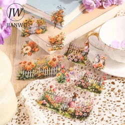 JIANWU 20 Sheets Secret Garden Series Vintage Flower Material Decor Sticker Book Creative DIY Journal Collage Stationery