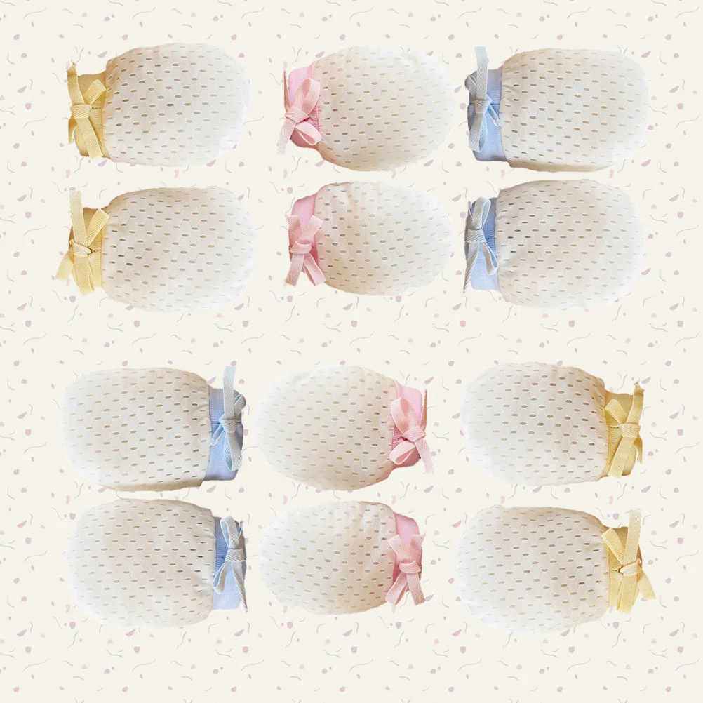 6 أزواج من القفازات المضادة للخدش، حماية لحديثي الولادة من القطن قابلة للتنفس، قفازات مريحة لحديثي الولادة بعمر 0-1 سنة #1