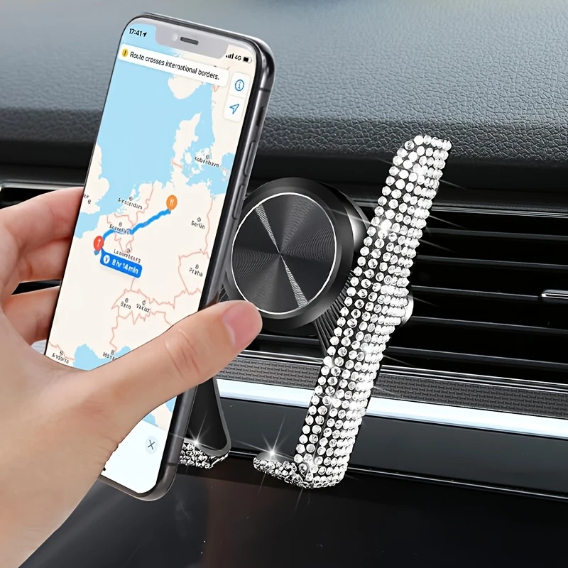 Universal Car Phone Holder Diamond Crystal Car Air Vent Mount Clip Mobile Phone Holder Stand  Auto Bracket Interior Accessories