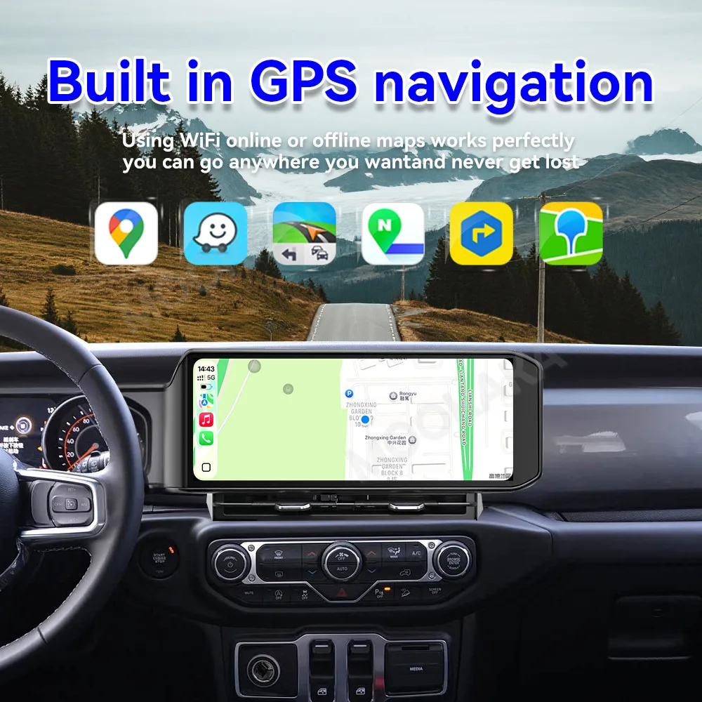 12.3 Inch Car Multimedia Player Android For Jeep Wrangler 2018 2019 2020 2021 2022 Car Radio GPS Navigation CarPlay Head Unit
