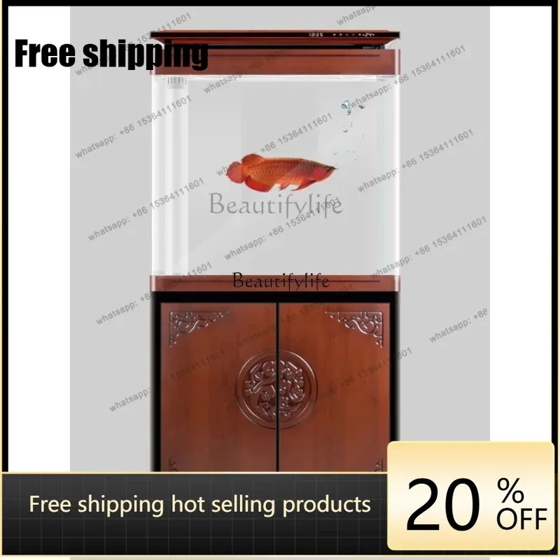 JJ New Chinese Bottom Hot Bending Arc Super White Glass Fish Tank Ecological Filter Cycle