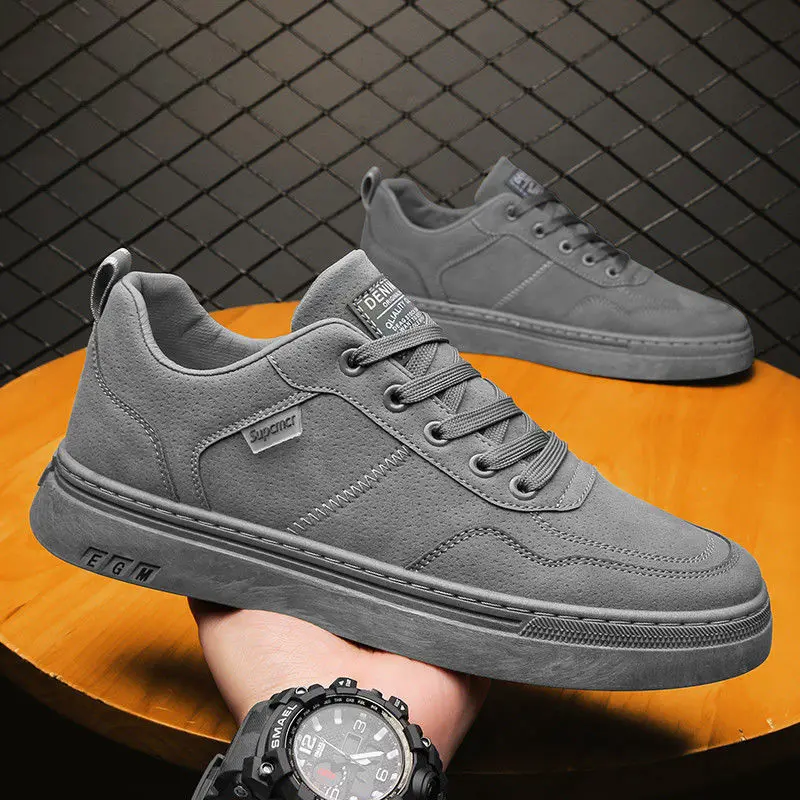 XIHAHA New Men Vulcanize Shoes Luxury Low Top Autumn Leather Casual Shoes Korean Breathable Black Lace-up Sneaker Shoes