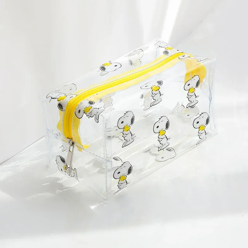 Snoopy Transparent Waterproof Big Pencil Case PVC Stationery Gift Girl Students Pencil Bag Kawaii Makeup Cosmetic Bag Travel Bag