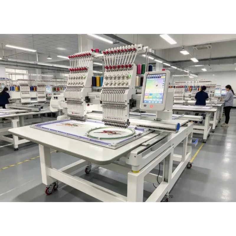 Heavy Duty Single Needle Embroidery Machine With Large Hoop And Color Display For Custom Garment Decoration USA
